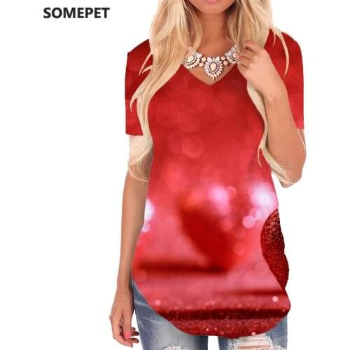 SOMEPET Love T Shirt Women Novelty T-shirts 3d Creativity V-neck Tshirt Psychedelic Tshirts Printed Womens Clothing Punk Rock