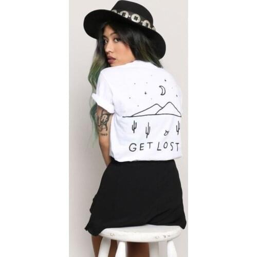 Get lost women funny slogan women fashion tree graphic 90 girl style t-shirt grunge aesthetic pastel tops goth art shirt-J004