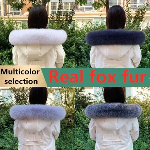 100% real fox collar womens coat down jacket general natural collar real fox collar shawl popular style