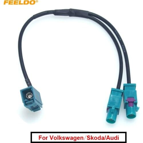 1Pc FAKRA2-Z 1-Way Plug/Female Split To 2x One-Way Male/Jack FAKRA2-Z Radio Antenna Terminals With Amplifier For Head Unit