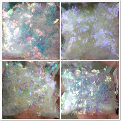 1Bag(200grams) Iridescent Chameleon Glitter Flakes Dust 4 Colors Transparent Holographic UV Gel Polish Nail Art Glitter PLA01