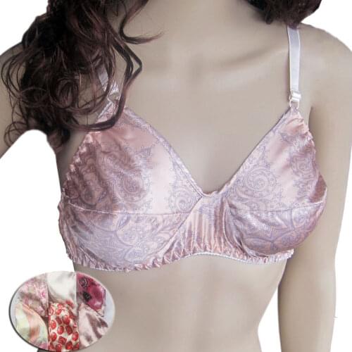 100% silk underwear,100% mulberry silk double faced bras,pure silk bra wireless,silk print bra ultra-thin