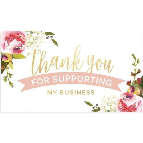 30Pcs Thank You For My Order Card 5.4*9cm Flower Thank You For Supporting Small Business Label Gift Decor Card