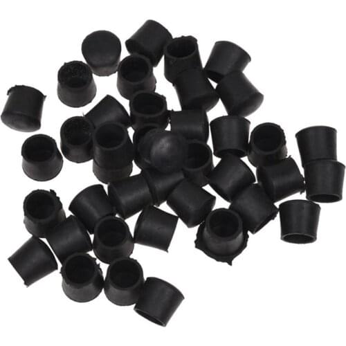 40 Pcs Black Rubber Chair Table Feet Pipe Tube Tubing End Caps 14mm