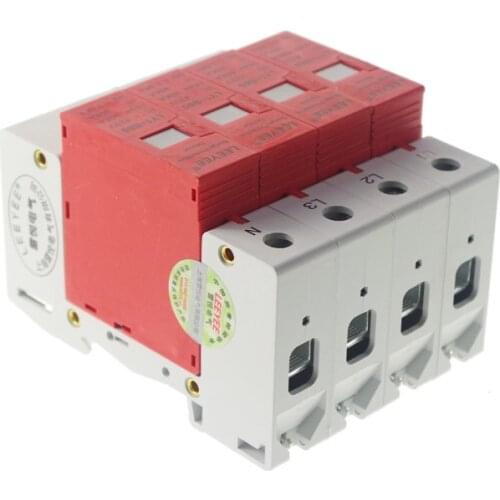 4P 40~80KA Surge Protective Red Over Voltage Lightning Arrester Protection