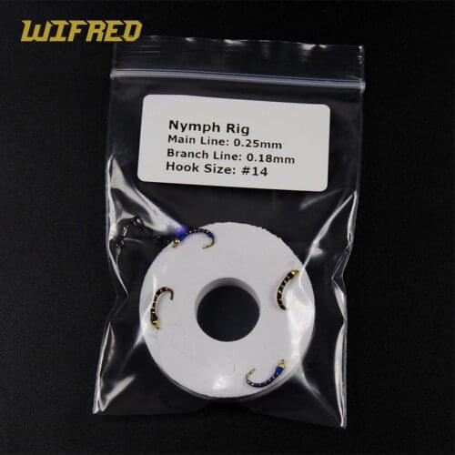 [5 sets] Nymph Lavaret Rig Cod / Whiting / Perch Live Bait Fish Sabiki Fishing Rigs Gold Head Black & Blue #14