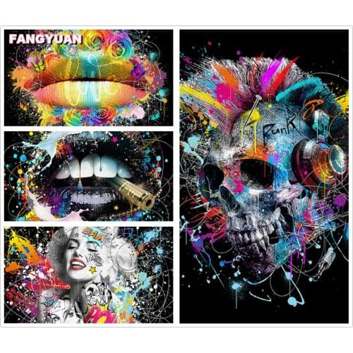 5D Diy Full Diamond Painting Art Colorful Graffiti Lips Embroidery Diamond Mosaic Cross Stitch Kits Home Decoration Accessories