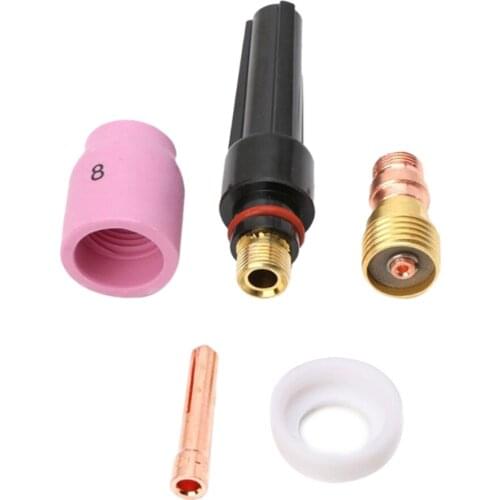 5x Tig Welding Torch Stubby Cup Gas Collet Body Lens Kit For Tig WP 17 18 26
