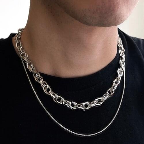 Aprilwell 2 Pcs Punk Twist Chain Necklaces for Women 2021 Trend Kpop Grunge Choker Emo Snake Bone Chains Men Jewelry Accessories