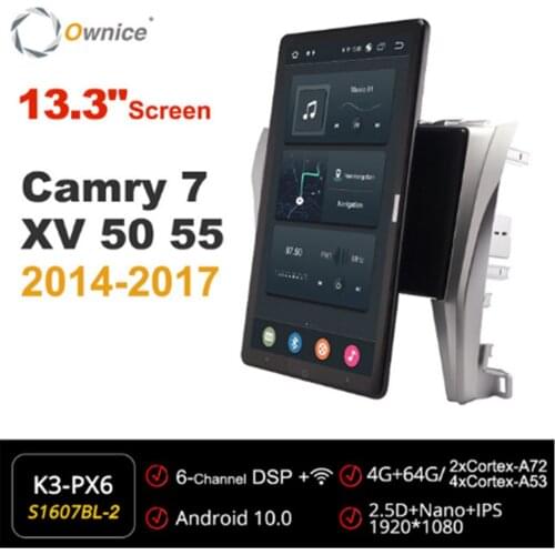 Ownice 1080P Android 10.0 Car Radio ForToyota Camry 7 XV 50 55 2011 - 2017 Video Auto Multimedia head Unit 13.3" IPS Rotatable