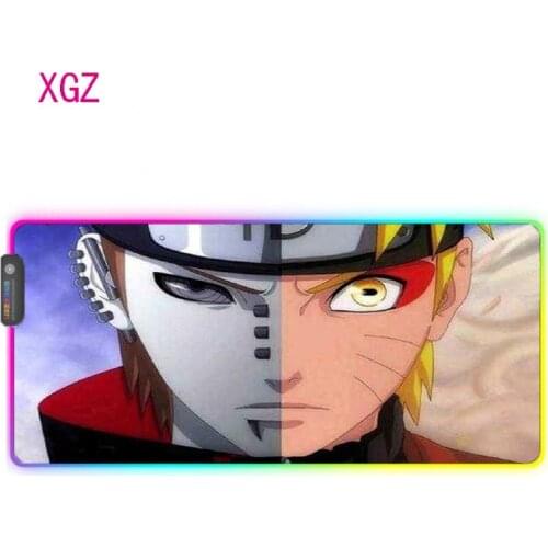 XGZ Anime Naruto Pattern Big Mouse Pad LED Color Light RGB Big Game PC Office Youth with USB Carpet Mouse Gamer Table Mat