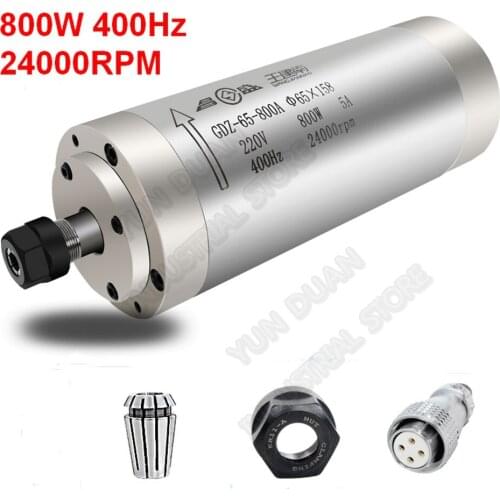 Changsheng 0.8KW 800W 24000RPM 65MM ER11 Water Cooled Spindle Motor 3PH 220V 400Hz AC for Engraving Carving Router Woodworking