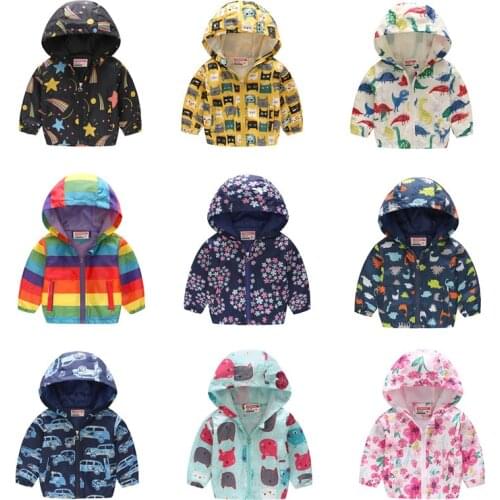 Children Coat Dinosaur Print Spring Autumn Kids Jacket Outerwear Coats Windbreaker Children Clothes
