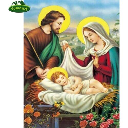 DIY Diamond Painting Icon Full Square Rhinestone Picture Holy Family Church Handicraft Diamond Mosaic Embroidery Icon Decoration