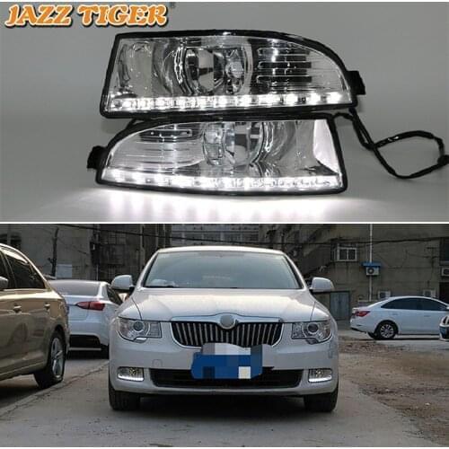 Daytime running lights For Skoda Octavia A5 2010 2011 2012 2013 Drl with turn signals LED For cars auto Fog lights headlights