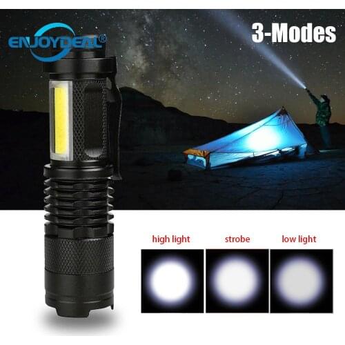 Enjoydeal Q5 COB 3800Lumens LED Flashlight Torch Ultra Bright Zoomable Mini Flashlight Focus Light 3 Modes Torch for Lighting