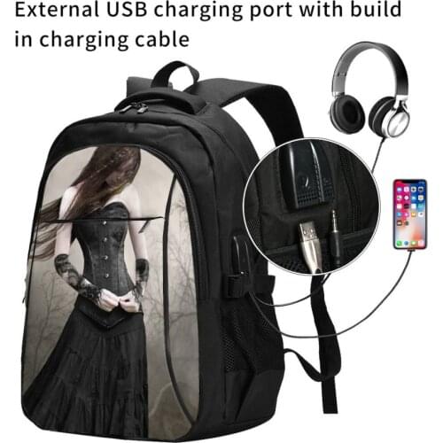 Gothic USB Interface backpack Cartoon Anime School Bags Boys Rucksack Girls Knapsack Men Women Travel Bag