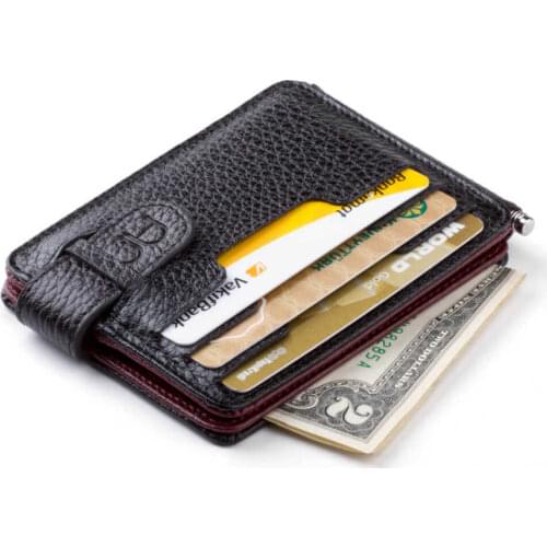 Customisable Double-Sided Minimalist Leather Wallet Burgundy-Black