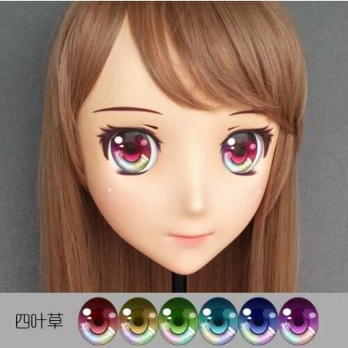 Jiang015)Female Sweet Girl Resin Half Head Kigurumi Crossdress Cosplay Japanese Anime Role Lolita Doll Mask With Eyes And Wig