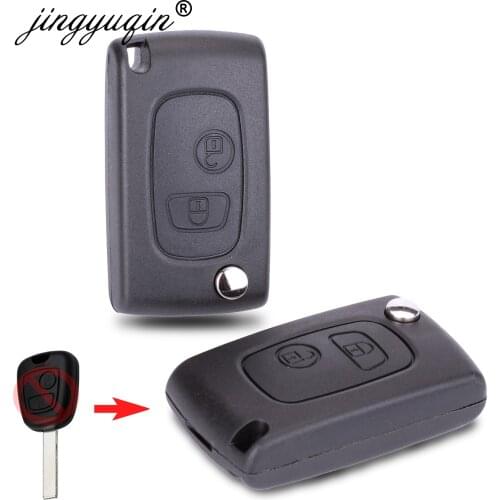 Jingyuqin VA2/HCA Modified Flip Car Key Shell For Citroen C1 C2 C3 C4 Xsara Picasso 2 Button Remote Folding Key Fob Case