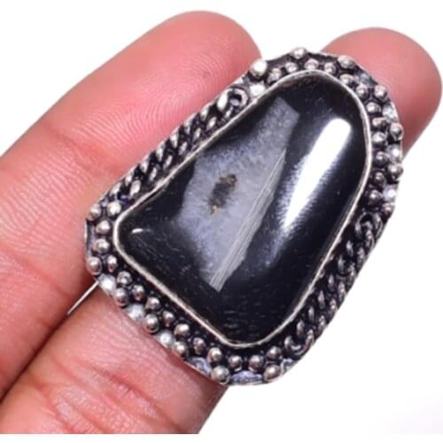 Solar Quarts Ring Silver Overlay over Copper, USA Size 7.5 , R4650