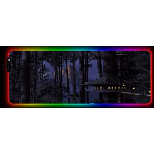 MRGBEST Dark Anime Background Scenery Mouse Pad RGB Mousepad Backlit Mause Pad Large Mousepad for Desk Keyboard LED Mice Mat