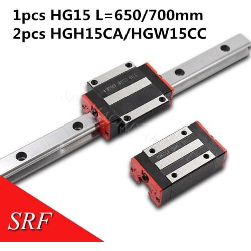 Linear guides 1pc HG15 L=650/700mm Linear rail block carriage 2pc HGH15CA HGW15CC