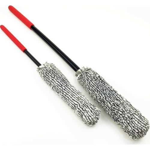 Lucullan 2 Pack Microfiber PP Mix Premium Wheel Brush 38/49CM Car Rim Brushes With Strong Cleaning Performance