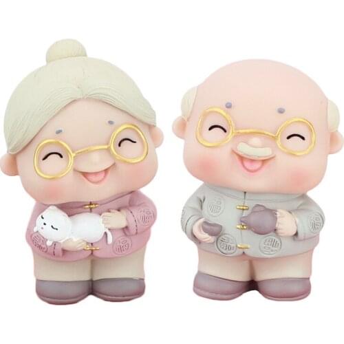Cute Longevity Grandma Grandpa Grandparents Cake Topper for Birthday Party Decor Dessert Love Gifts Chinese Baking Supplies