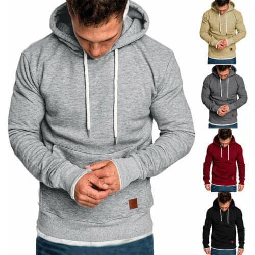 2019 Modis Autumn Winter Mens Hoodies Slim Fit Hooded Sweatshirt Outwear Black Red Warm Grey Casual Mens Hooded Coat