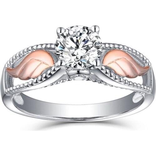 Hainon Fashion Rings Rose Gold Color Wing Wedding Rings With Clear CZ Crystal Women Gift Jeweley Rings Distribution