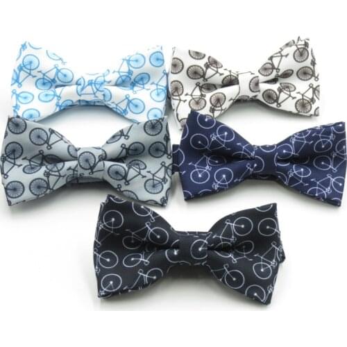 Adult Bowtie Men Bowknot Fashion Bowties Woven Cartoon Bicycle Design Printing Man Bow Tie Mens Butterfly Gravata Wedding Dress