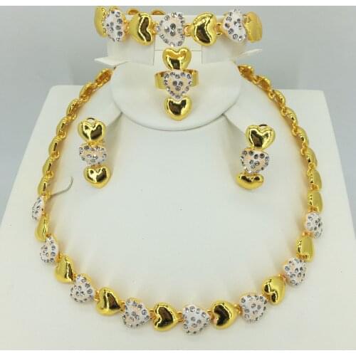 Wholesale fashion earrings/pendants/necklace 24K gold jewelry set for ladies birthday travel gift brides accessories