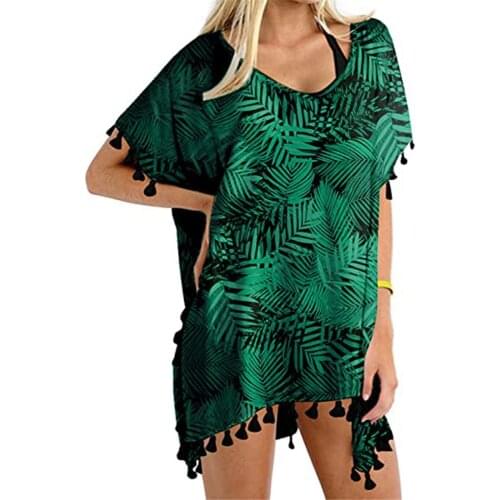 Tassel Printing Cover-ups Tops Women Beachwear Swimsuit Bikini Cover Tops Bathing Suit Cover Summer Beach Coverups Coats