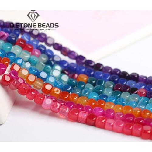 /bag Natural Agates Square Shape Stone Loose Spacer Beads 7-8MM Size For Jewelry Making DIY Bracelet Necklace 15" Strand