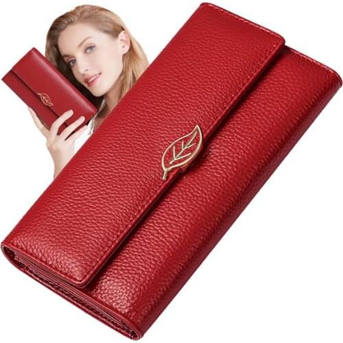 New Genuine Leather Women Wallets Long Clutch bag Bank Credit Card Holder Purse Soft Cowhide Female Clutch Wallet Phone bag 2020