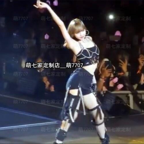 Kpop Korea Girl Group Jazz Dance New Strapless Tops Sexy Zipper Camisole Tanks+Black Slim High Waist Shorts Women Nightclub Sets