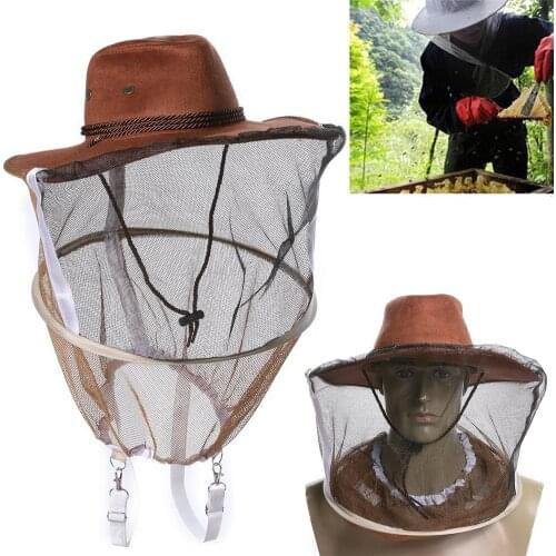 Professional Beekeeping Hat Beekeeper Cowboy Hat Anti Mosquito Bee Insect Veil Net Hat Full Face Neck Wrap Protector