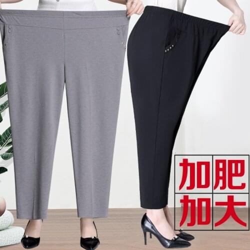 New Extra large size Straight Pants Trousers Middle-aged Womens Summer Thin Loose Trousers Mother Clothing Plus size Long Pants