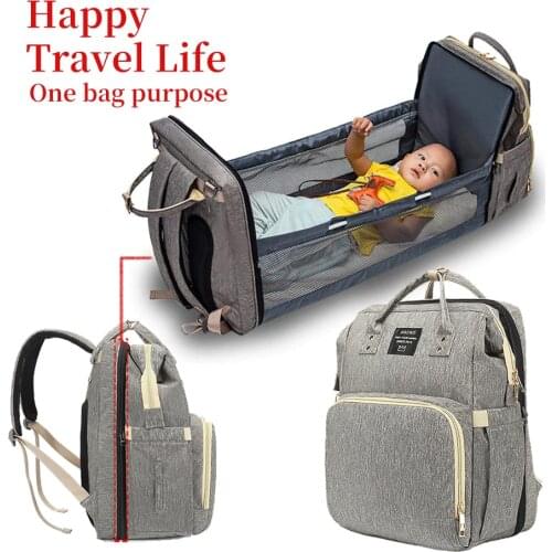 Mommy Baby Backpack Convertible Lightweight Baby Diaper Bag Bed Multi-Purpose Travel Storage Bag Maternity Stroller Nappy Bag