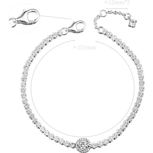Sparkling Halo Tennis Bracelets 100% 925 Sterling Silver Jewelry Free Shipping