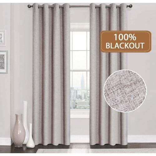 Linen 100% Blackout Curtains For Kitchen Bedroom Window Treatment Solid Water Proof Curtains for Living Room Custom Made