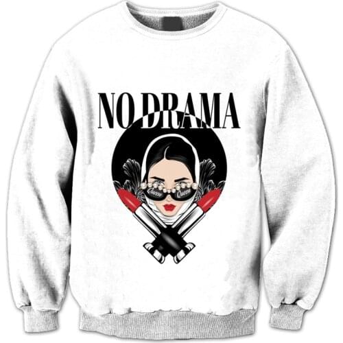 REAL AMERICAN US SIZE Queens don't do Drama 3D Sublimation print Crewneck Sweatshirts plus size 4XL 5XL 6XL