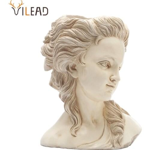 VILEAD Vintage Adeline Vase Resin Sculpture People Figurine Greek Flower Pot Home Room Decoration Living Room Balcony Decor