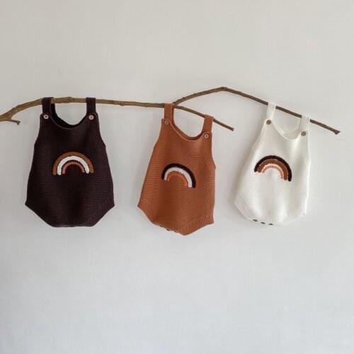 Knitted Baby Romper Rainbow Newborn Baby Jumpsuit Spring Infant Girls Romper Boys Clothes Sleeveless Toddler Clothes Outerwear