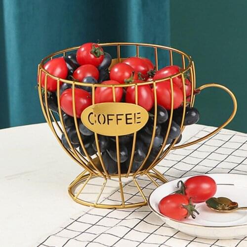 Iron Fruit Bowl Coffee Pod Shape Fruit Container Snacks Display Tray Holder Organizer 2021 Fruits Rack Practical for Table Decor