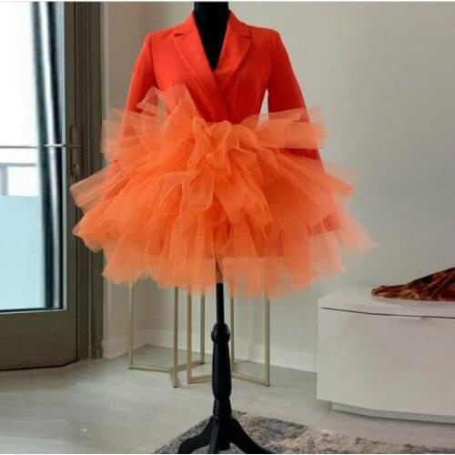 Fluffy Tutu Skirts Orange Candy Color Custom Tulle Skirts For Women Mini Length Girl Skirt Ruffled