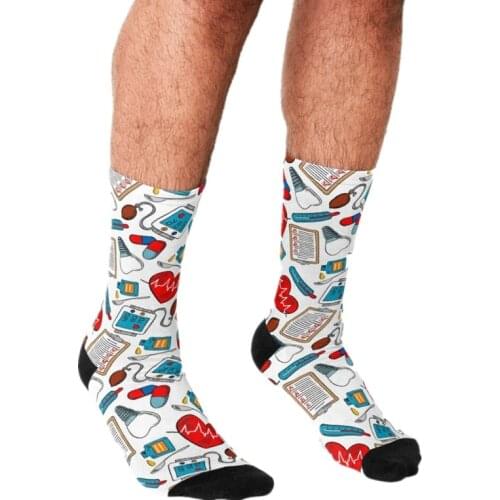 2021 funny Socks Men harajuku Medical Pattern Socks Printed Happy hip hop Men Socks Novelty Skateboard Crew Casual Crazy Socks