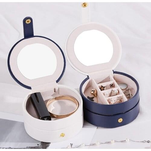 Women PU Jewelry Box Portable Earring Ring Necklace Organizer Box Travel Jewelry Display Case Mini Multifunction Gift Box
