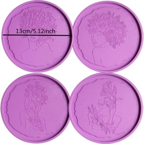 4 Pcs Irregular Flower Fairy Art Coaster Epoxy Resin Mold Cup Mat Silicone Mold